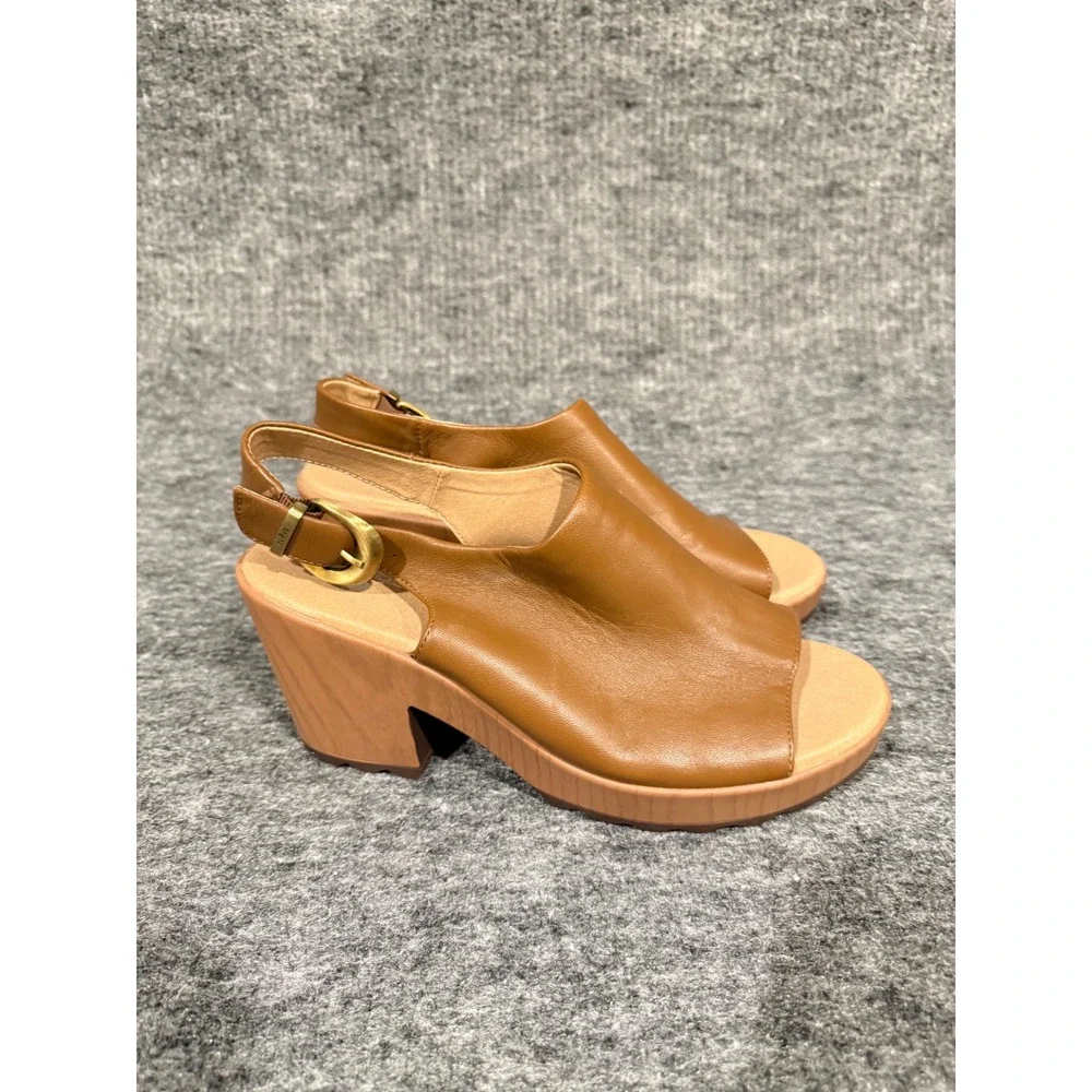 Dr. Scholl's Original Collection Wind Down Brown Leather Platform Sandals 9M